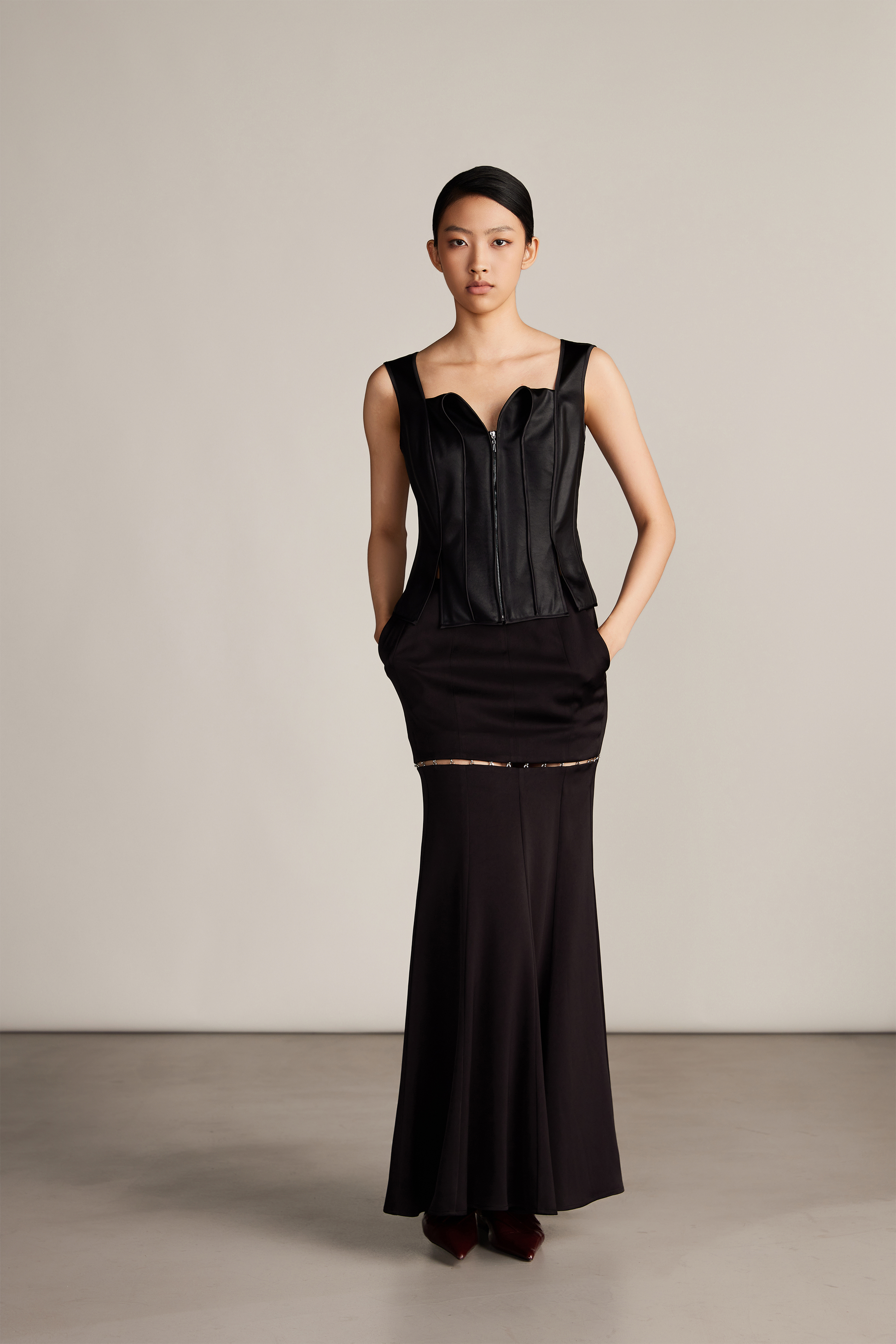 Elegant Black Satin Corset Top